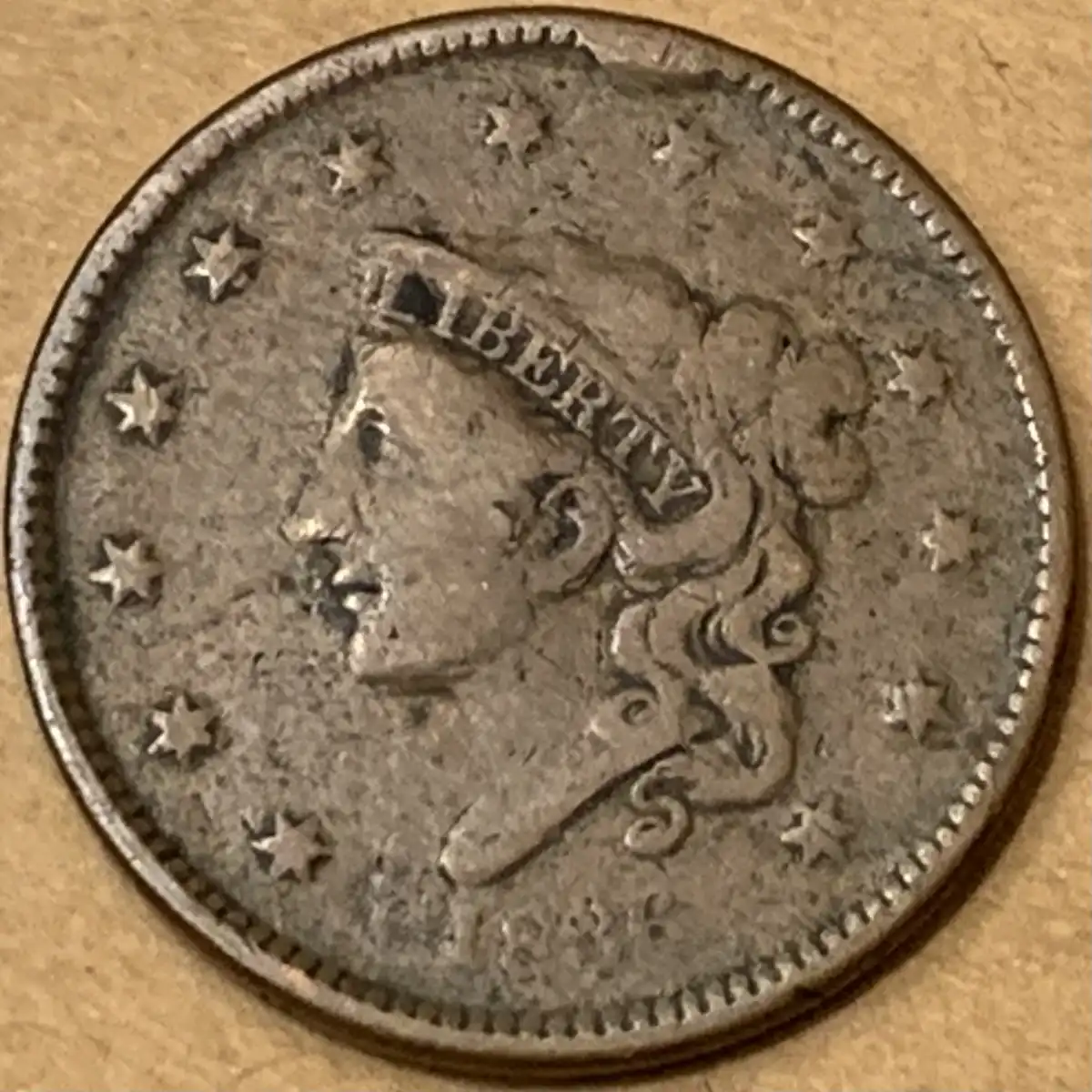 1836-Coronet-Liberty-Head-Large-Cent-N-6-Cud